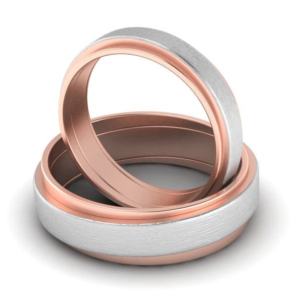 Jewelove™ Rings Slanting Platinum & Rose Gold Couple Rings JL PT 635