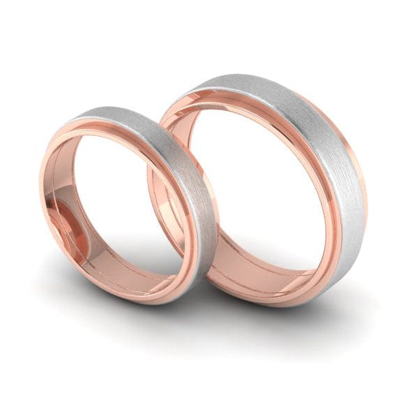 Jewelove™ Rings Slanting Platinum & Rose Gold Couple Rings JL PT 635