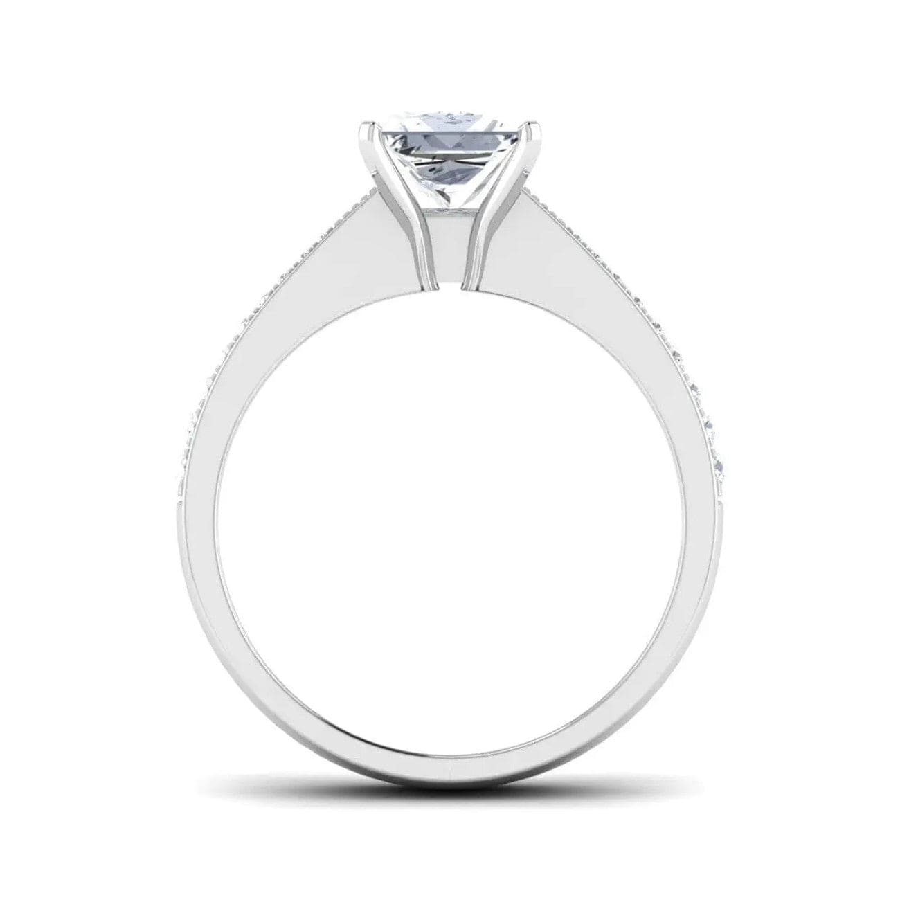 Jewelove™ Rings Women's Band only Solitaire Mounting in Platinum with Diamond Studded Shank JL PT 487-M