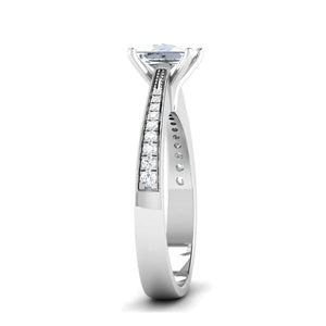 Jewelove™ Rings Women's Band only Solitaire Mounting in Platinum with Diamond Studded Shank JL PT 487-M