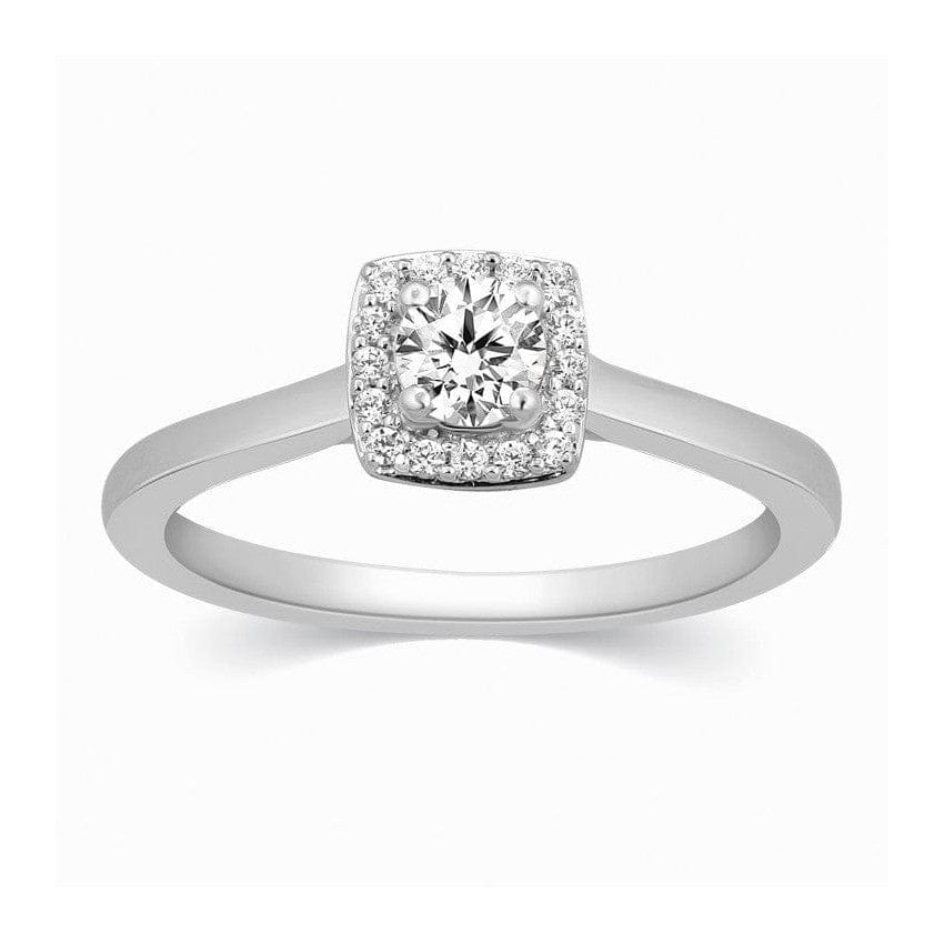 Jewelove™ Rings Square Halo Diamond Platinum Solitaire Mounting JL PT 325-M