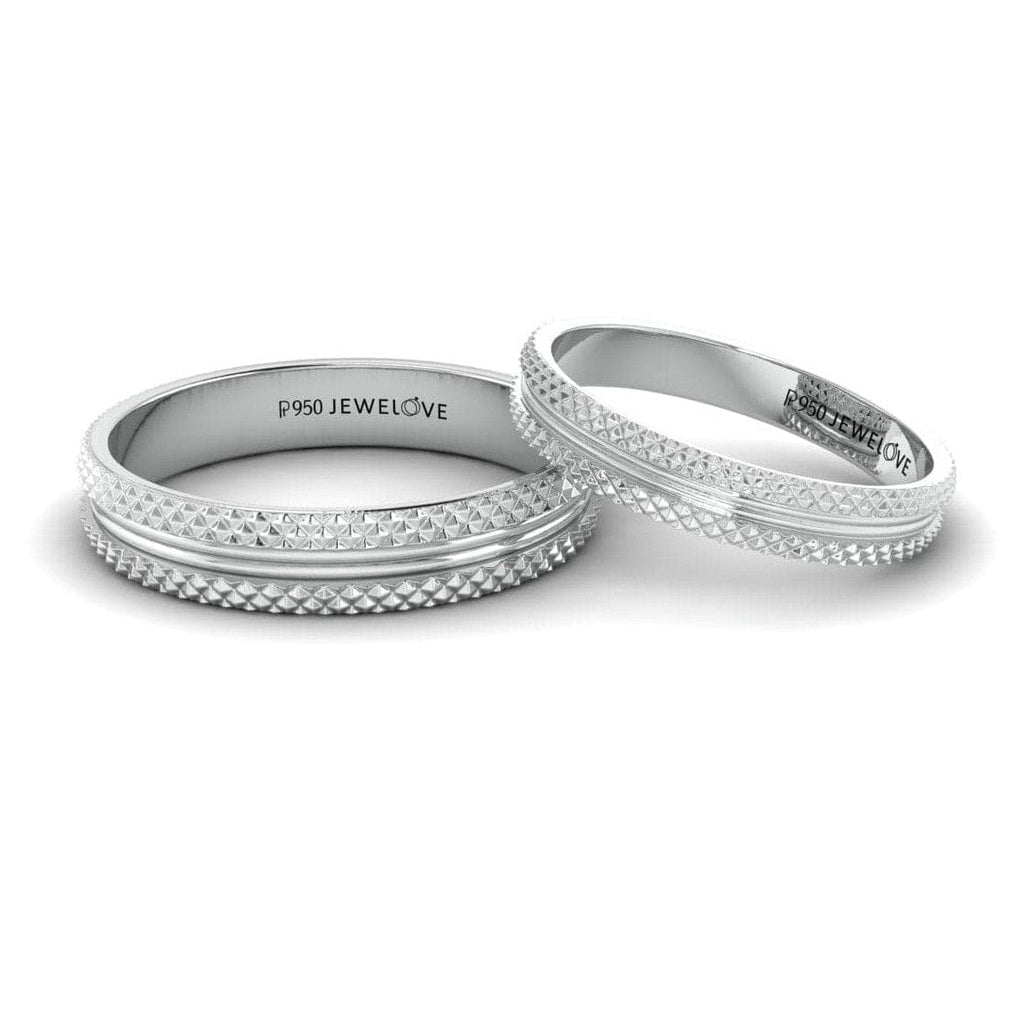 Jewelove™ Rings Textured Platinum Couple Rings JL PT 1111