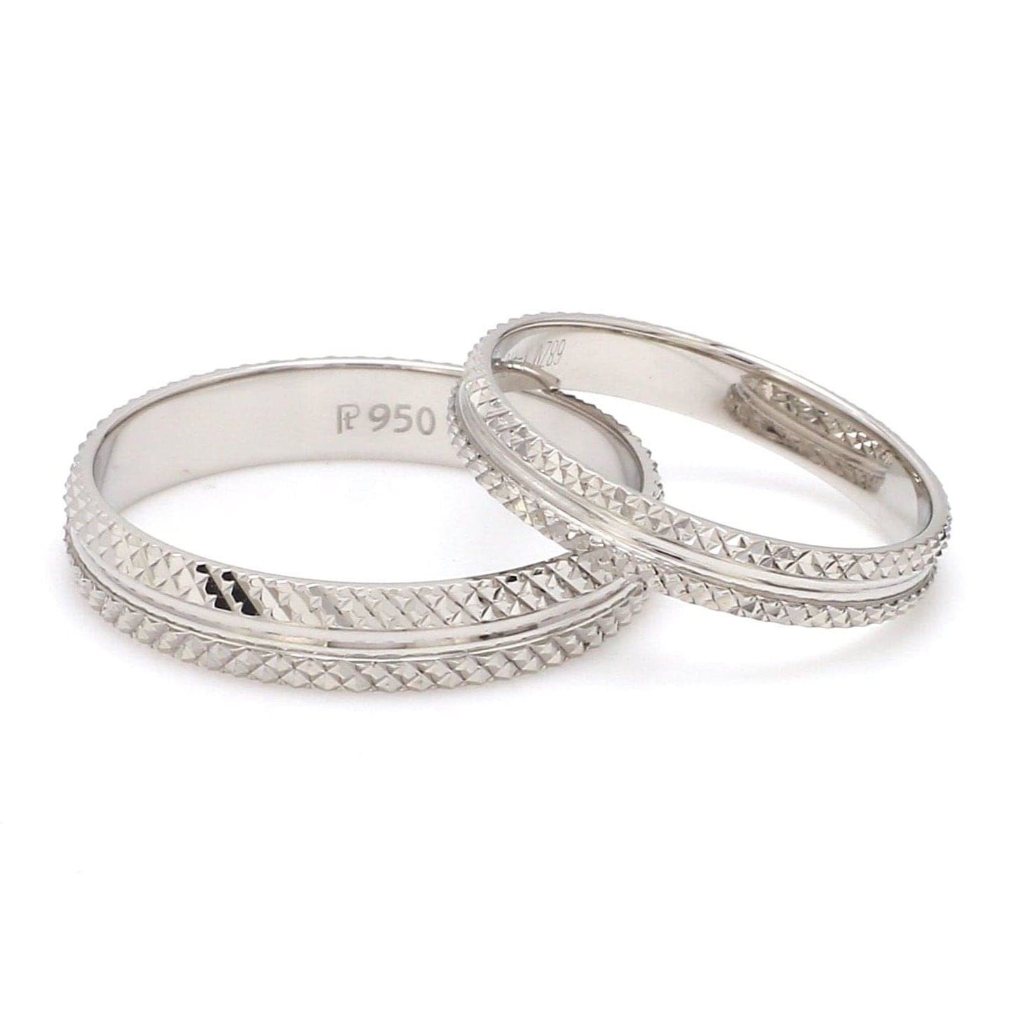 Jewelove™ Rings Textured Platinum Couple Rings JL PT 1111