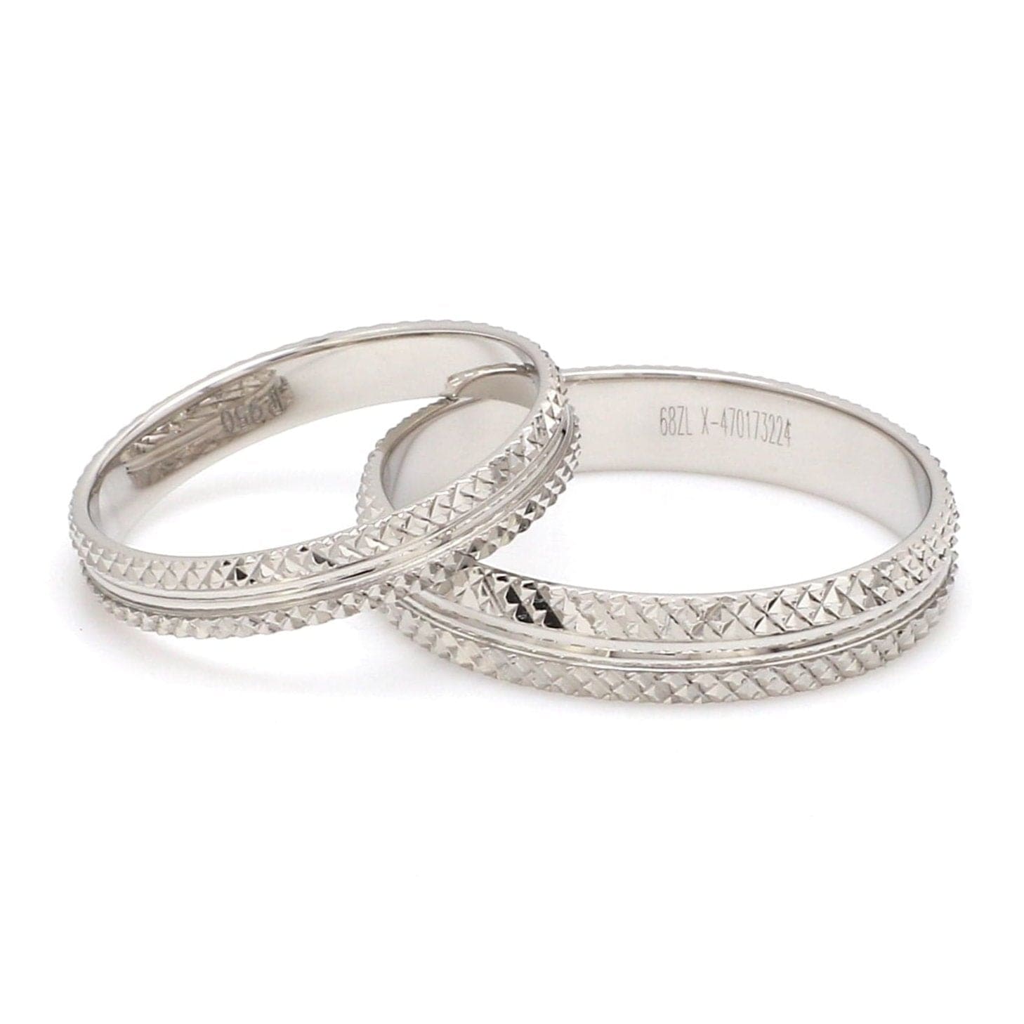 Jewelove™ Rings Textured Platinum Couple Rings JL PT 1111