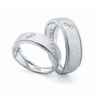 Jewelove™ Rings Both Textured Platinum Love Bands with diamonds SJ PTO 113