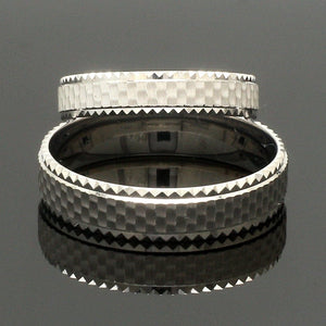 Jewelove™ Rings Textured Unique Platinum Love Bands for Couples JL PT 1306