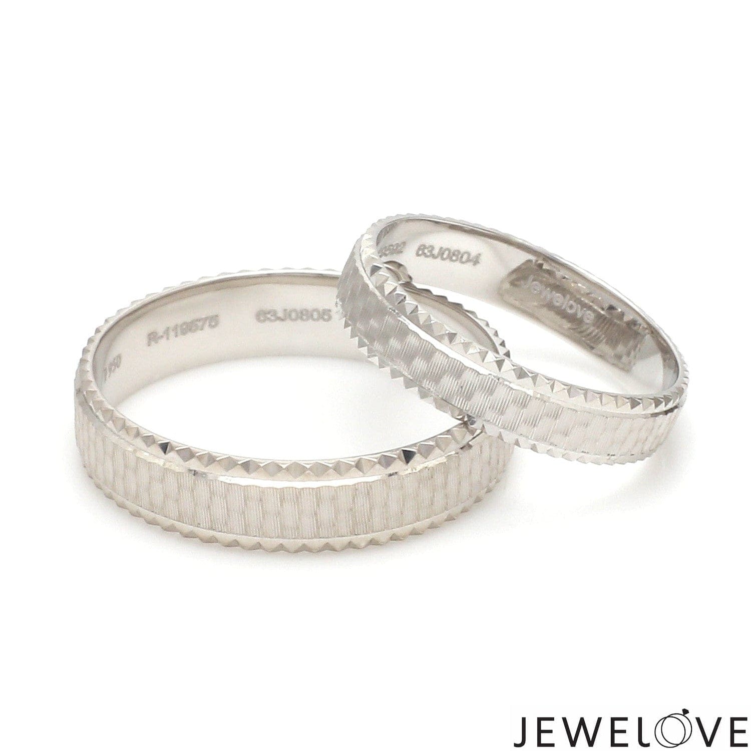 Jewelove™ Rings Textured Unique Platinum Love Bands for Couples JL PT 1306