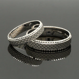 Jewelove™ Rings Textured Unique Platinum Love Bands for Couples JL PT 1306