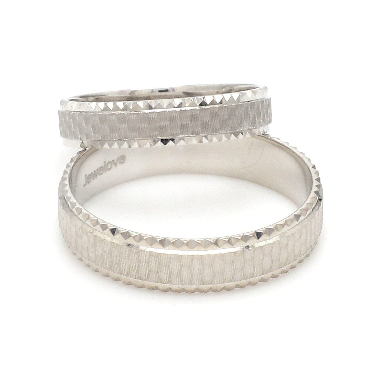 Jewelove™ Rings Textured Unique Platinum Love Bands for Couples JL PT 1306