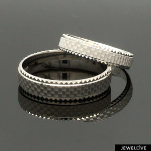 Jewelove™ Rings Textured Unique Platinum Love Bands for Couples JL PT 1306