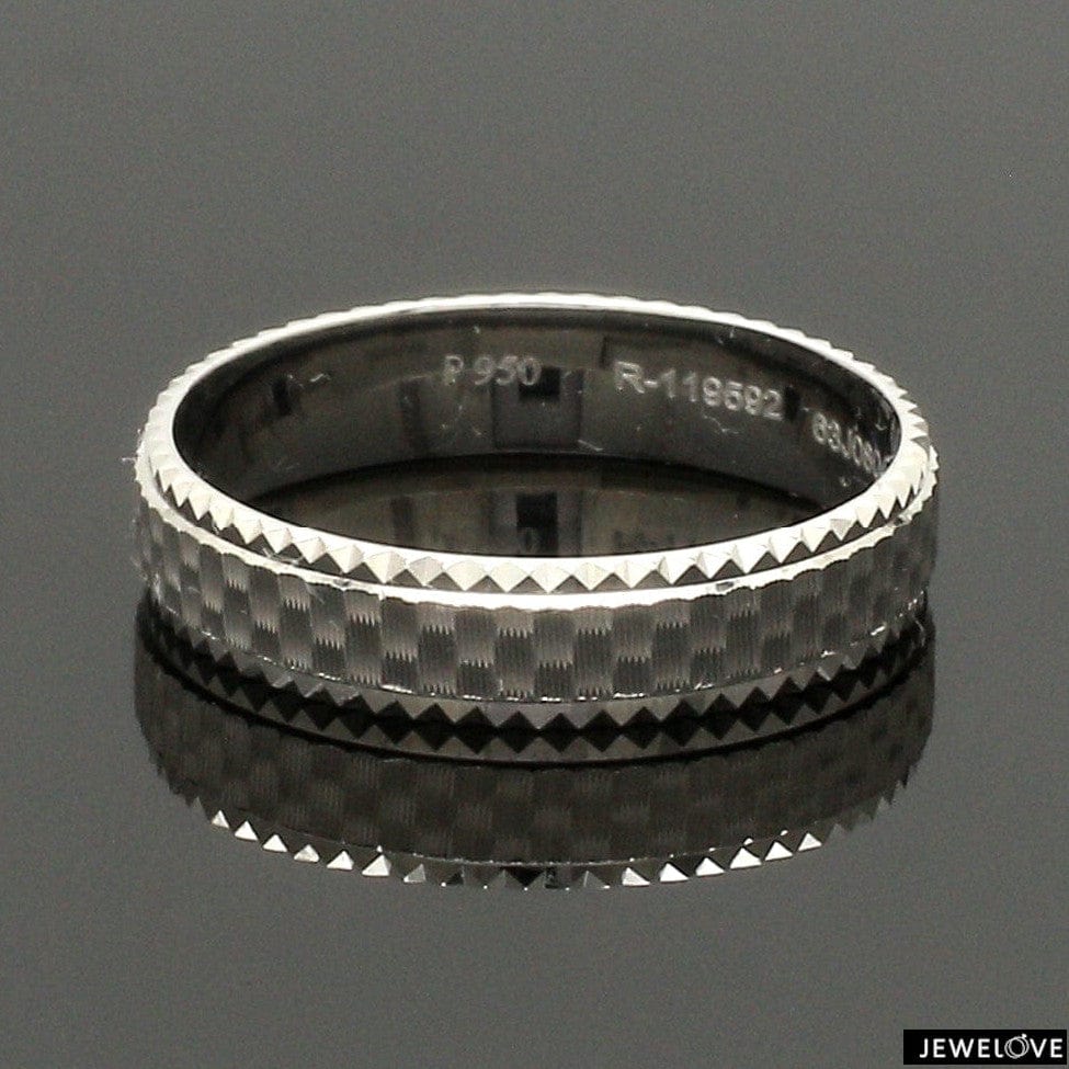 Jewelove™ Rings Men's Band only Textured Unique Platinum Love Bands for Couples JL PT 1306