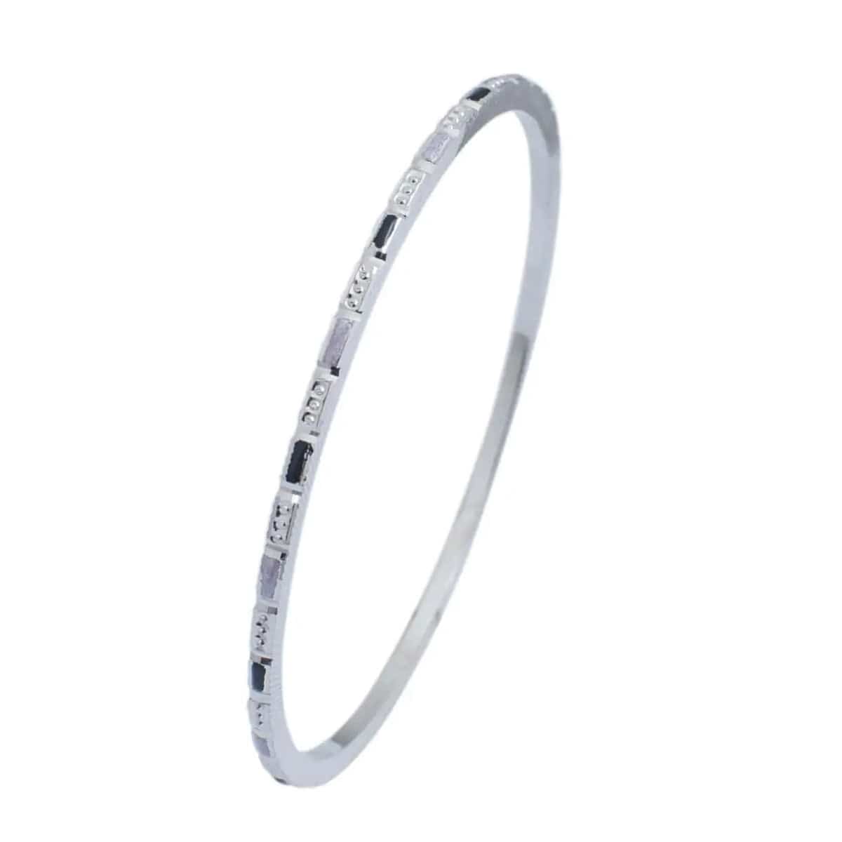 Jewelove™ Bangles & Bracelets Thin Platinum Bangles with Alternate Enamel & Round Cut Diamond Texture JL PTB 629