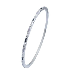 Jewelove™ Bangles & Bracelets Thin Platinum Bangles with Alternate Enamel & Round Cut Diamond Texture JL PTB 629