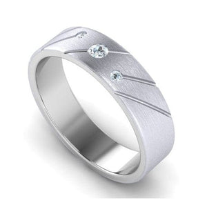 Jewelove™ Rings Three Diamond Platinum Love Bands with Slanting Lines JL PT 646