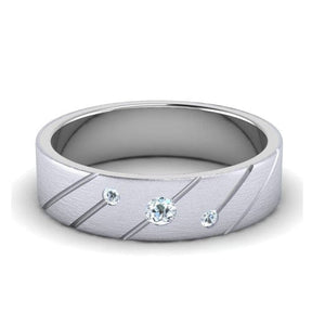 Jewelove™ Rings Three Diamond Platinum Love Bands with Slanting Lines JL PT 646