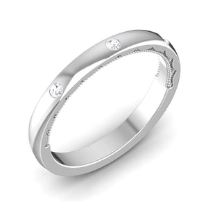 Jewelove™ Rings Three Diamond Unisex Platinum Diamond Band with Hidden Milgrain JL PT 6774