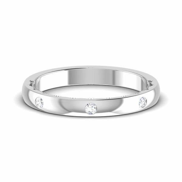 Jewelove™ Rings Three Diamond Unisex Platinum Diamond Band with Hidden Milgrain JL PT 6774