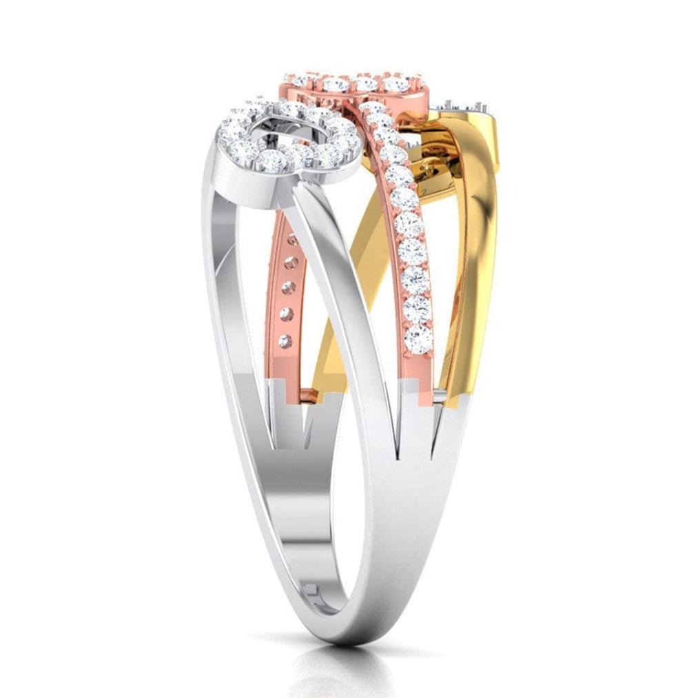 Jewelove™ Rings Three Hearts Triple Color Platinum & Diamond Ring for Women JL PT 553