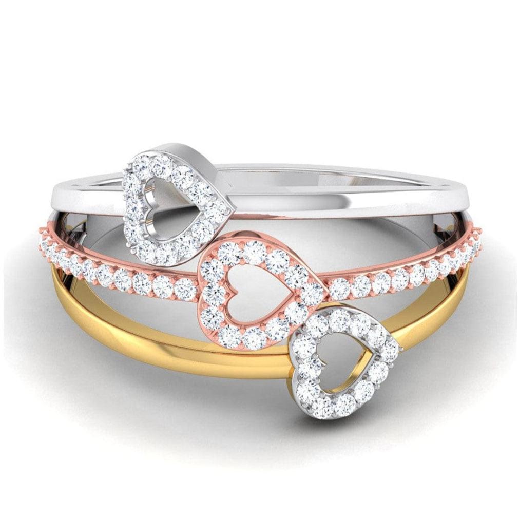 Jewelove™ Rings Three Hearts Triple Color Platinum & Diamond Ring for Women JL PT 553