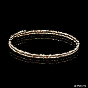 Jewelove™ Bangles & Bracelets Single Unique 2-Row Japanese Platinum & Rose Gold Bracelet for Women JL PTB 774