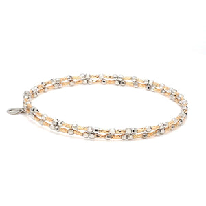 Jewelove™ Bangles & Bracelets Single Unique 2-Row Japanese Platinum & Rose Gold Bracelet for Women JL PTB 774