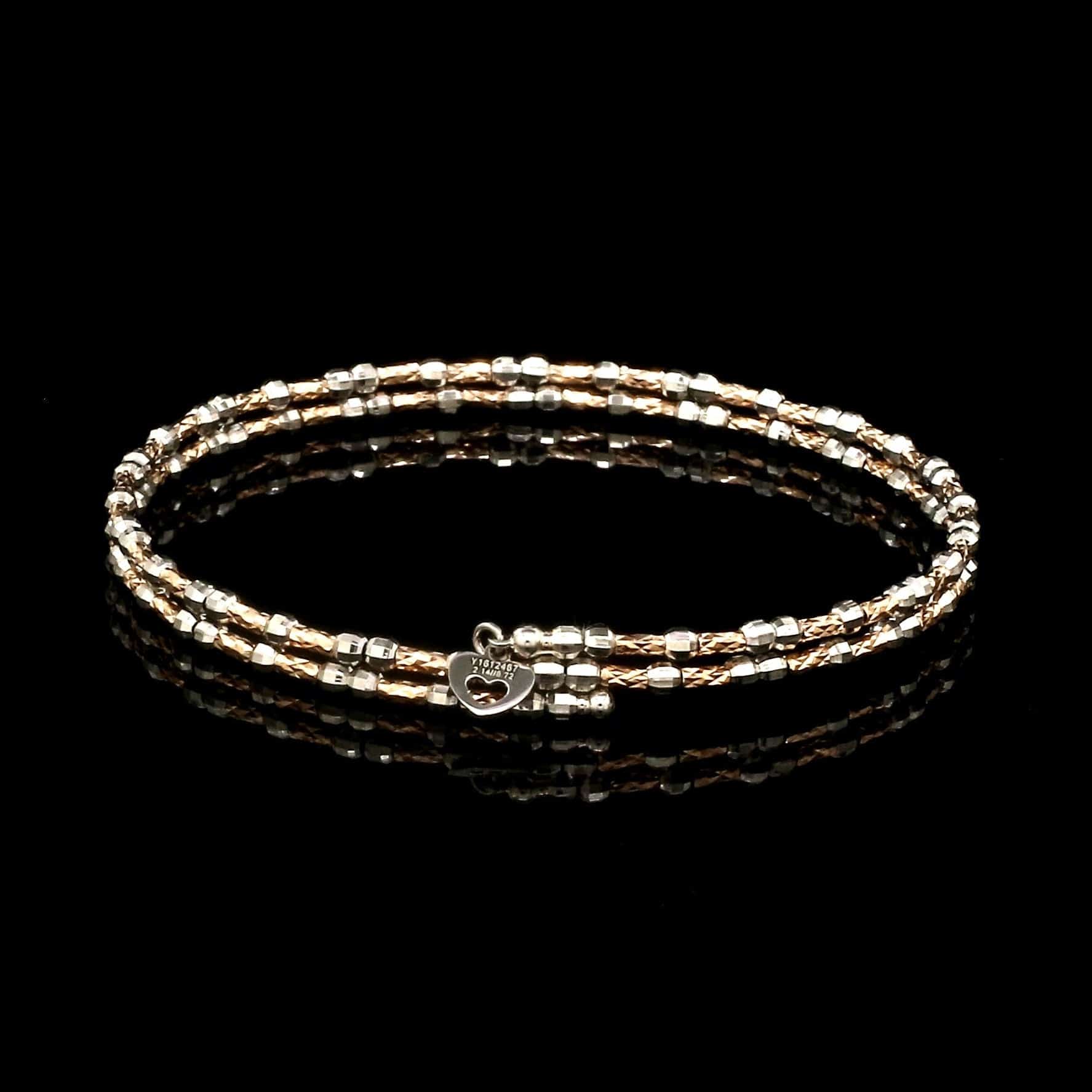 Jewelove™ Bangles & Bracelets Single Unique 2-Row Japanese Platinum & Rose Gold Bracelet for Women JL PTB 774