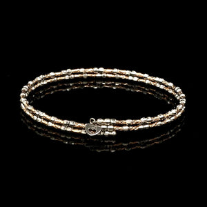 Jewelove™ Bangles & Bracelets Single Unique 2-Row Japanese Platinum & Rose Gold Bracelet for Women JL PTB 774