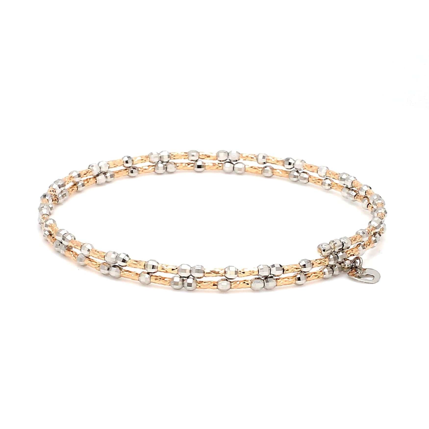 Jewelove™ Bangles & Bracelets Single Unique 2-Row Japanese Platinum & Rose Gold Bracelet for Women JL PTB 774