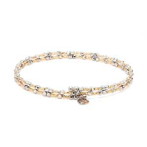 Jewelove™ Bangles & Bracelets Single Unique 2-Row Japanese Platinum & Rose Gold Bracelet for Women JL PTB 774