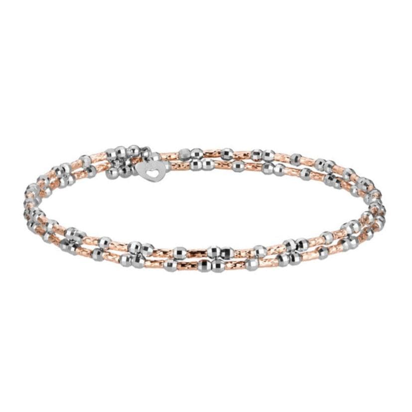 Jewelove™ Bangles & Bracelets Single Unique 2-Row Japanese Platinum & Rose Gold Bracelet for Women JL PTB 774