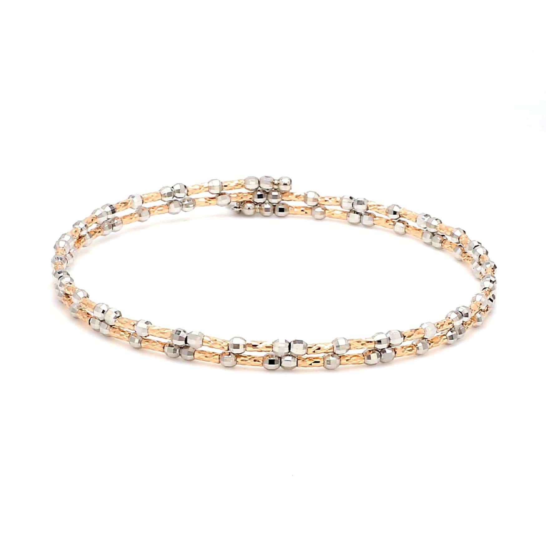 Jewelove™ Bangles & Bracelets Single Unique 2-Row Japanese Platinum & Rose Gold Bracelet for Women JL PTB 774