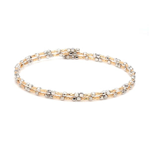 Jewelove™ Bangles & Bracelets Single Unique 2-Row Japanese Platinum & Rose Gold Bracelet for Women JL PTB 774