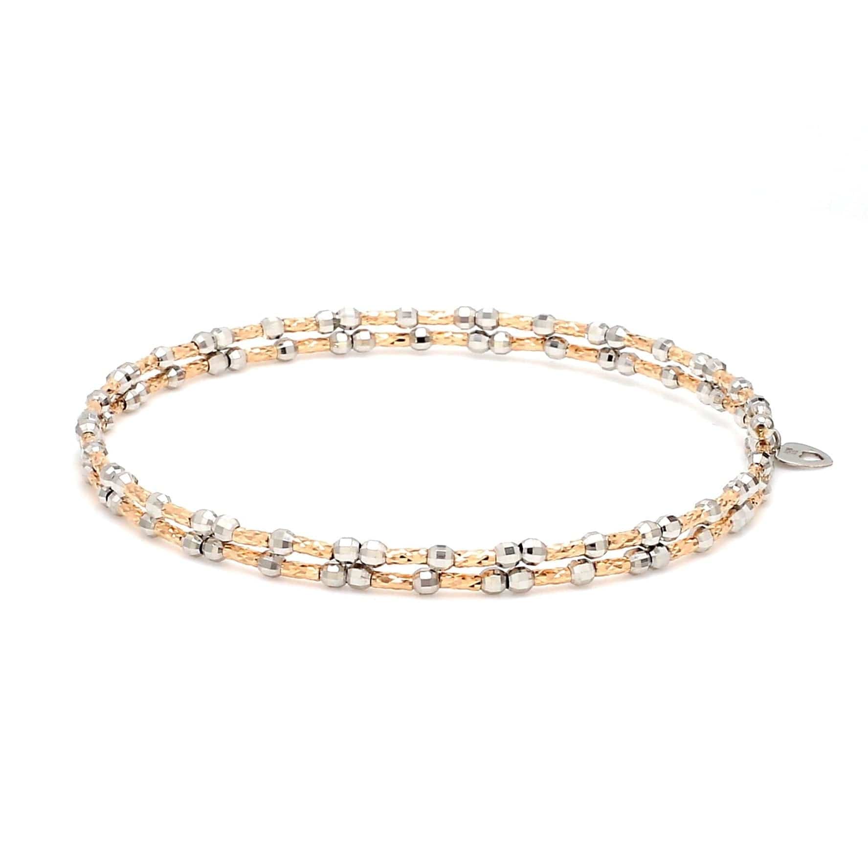 Jewelove™ Bangles & Bracelets Single Unique 2-Row Japanese Platinum & Rose Gold Bracelet for Women JL PTB 774