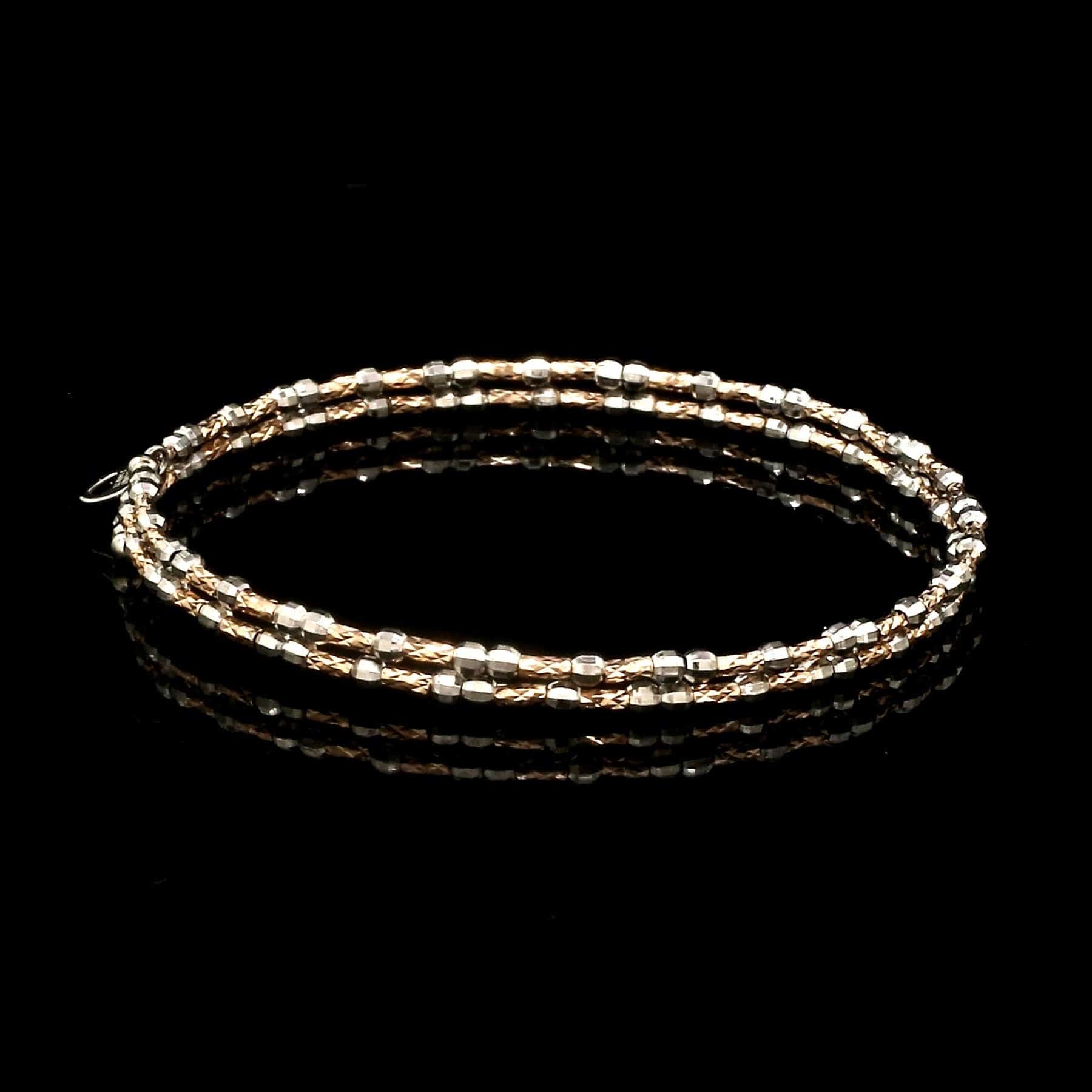 Jewelove™ Bangles & Bracelets Single Unique 2-Row Japanese Platinum & Rose Gold Bracelet for Women JL PTB 774