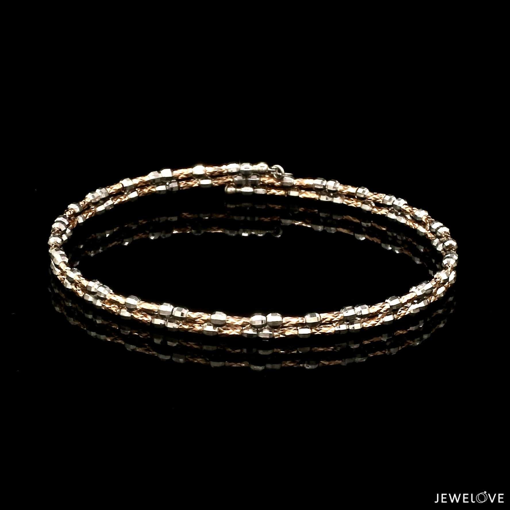 Jewelove™ Bangles & Bracelets Single Unique 2-Row Japanese Platinum & Rose Gold Bracelet for Women JL PTB 774