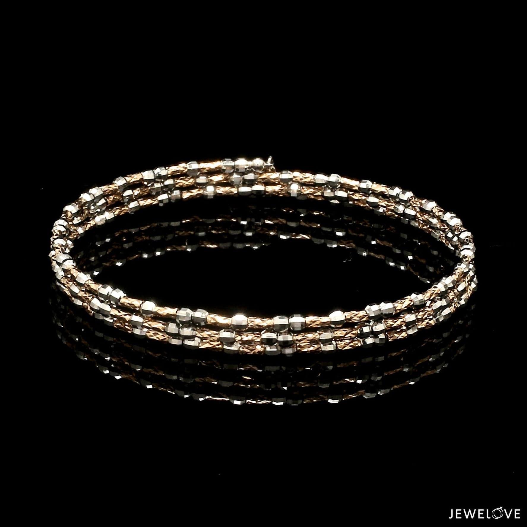 Jewelove™ Bangles & Bracelets Single Unique 3-Row Japanese Platinum & Rose Gold Bracelet for Women JL PTB 773