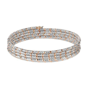 Jewelove™ Bangles & Bracelets Unique 5-Row Japanese Platinum & Rose Gold Bracelet for Women JL PTB 727