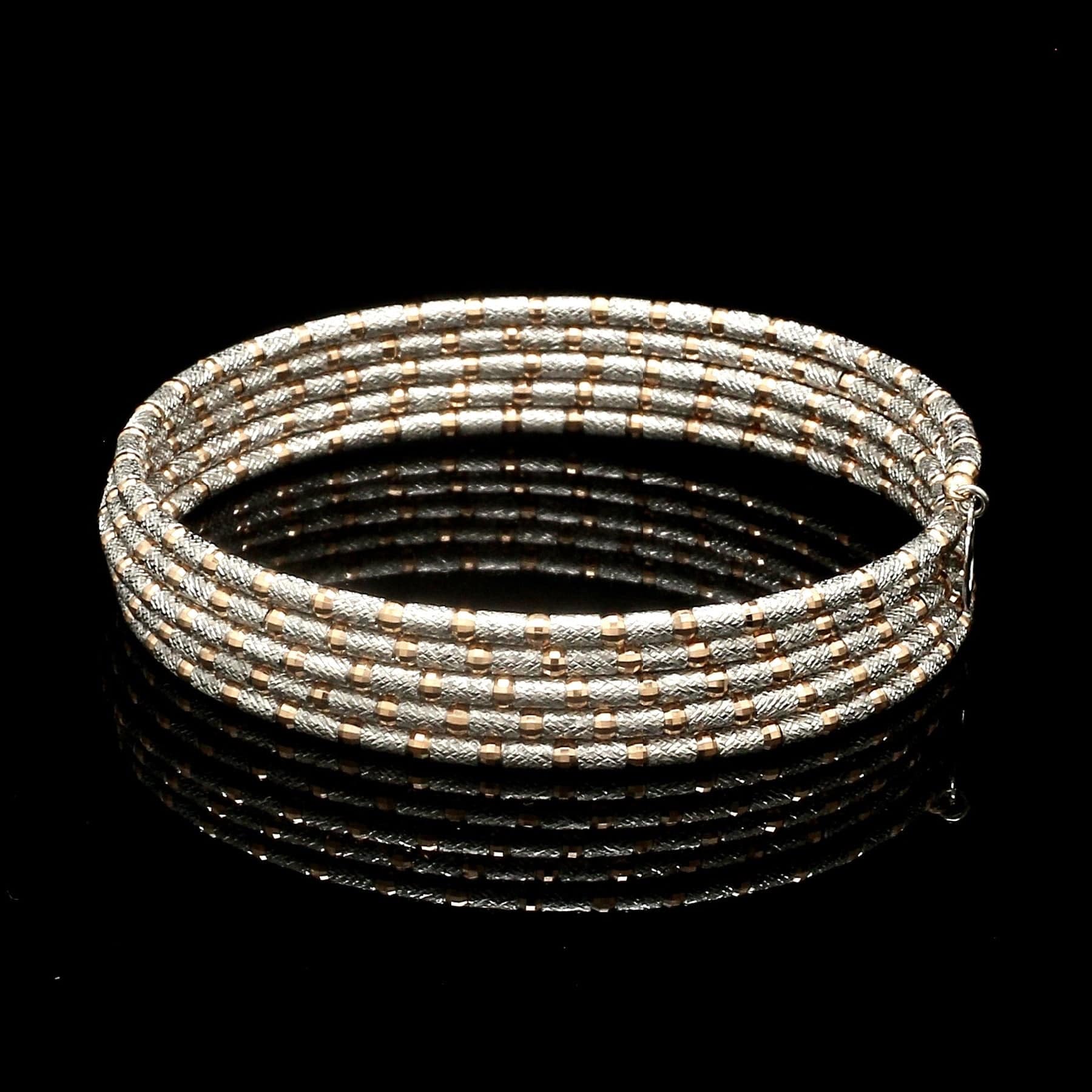 Jewelove™ Bangles & Bracelets Unique 5-Row Japanese Platinum & Rose Gold Bracelet for Women JL PTB 727