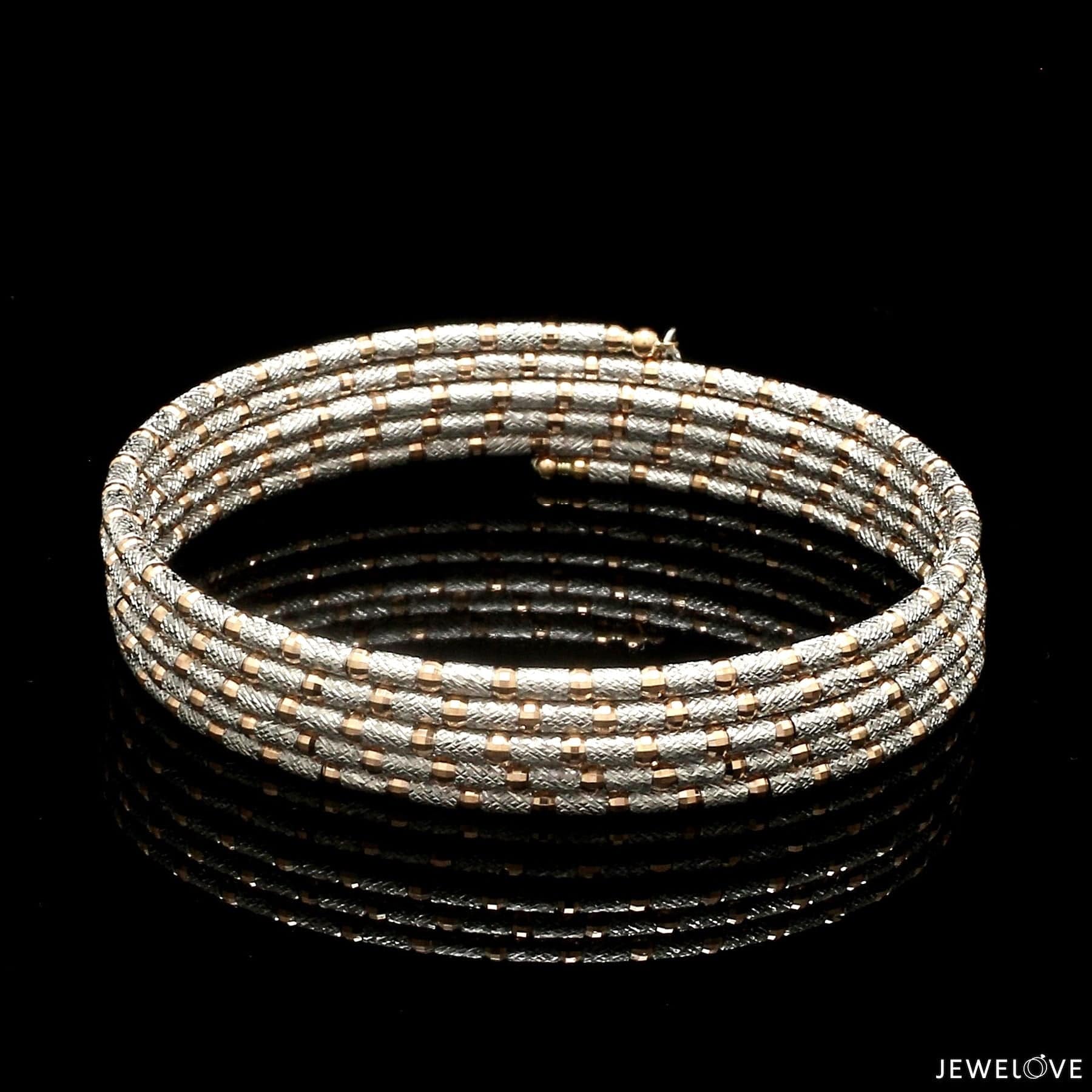 Jewelove™ Bangles & Bracelets Unique 5-Row Japanese Platinum & Rose Gold Bracelet for Women JL PTB 727