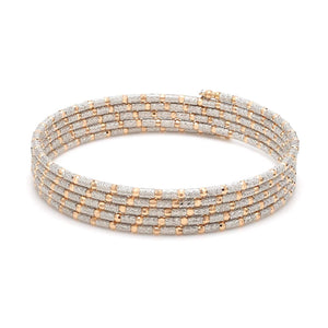 Jewelove™ Bangles & Bracelets Unique 5-Row Japanese Platinum & Rose Gold Bracelet for Women JL PTB 727