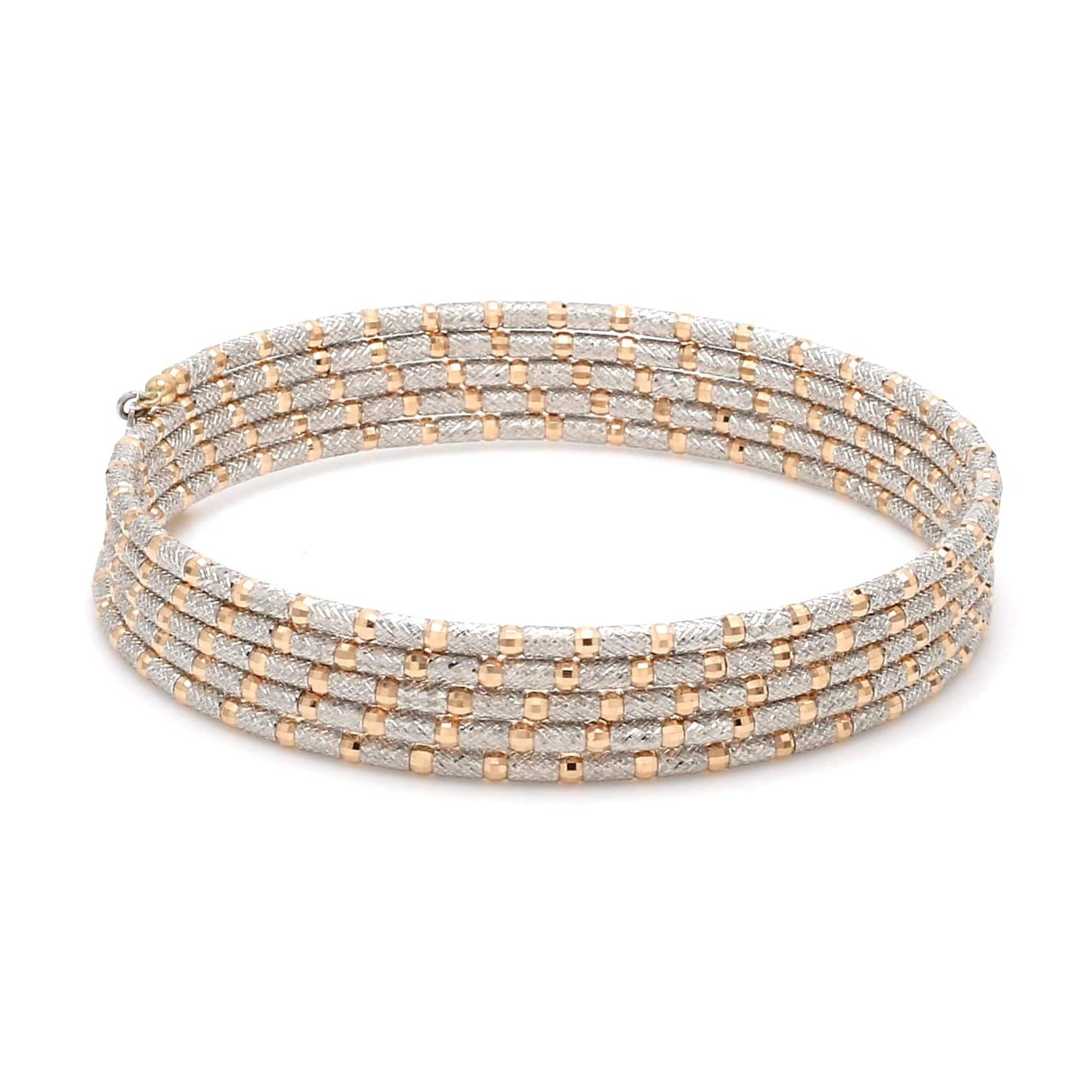 Jewelove™ Bangles & Bracelets Unique 5-Row Japanese Platinum & Rose Gold Bracelet for Women JL PTB 727