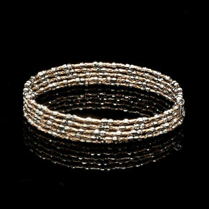 Jewelove™ Bangles & Bracelets Single Unique 5-Row Japanese Platinum & Rose Gold Bracelet for Women JL PTB 775