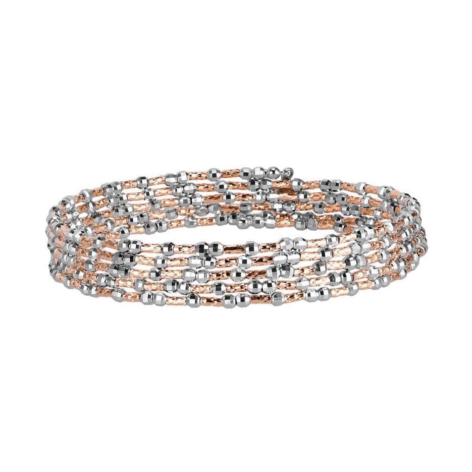 Jewelove™ Bangles & Bracelets Single Unique 5-Row Japanese Platinum & Rose Gold Bracelet for Women JL PTB 775