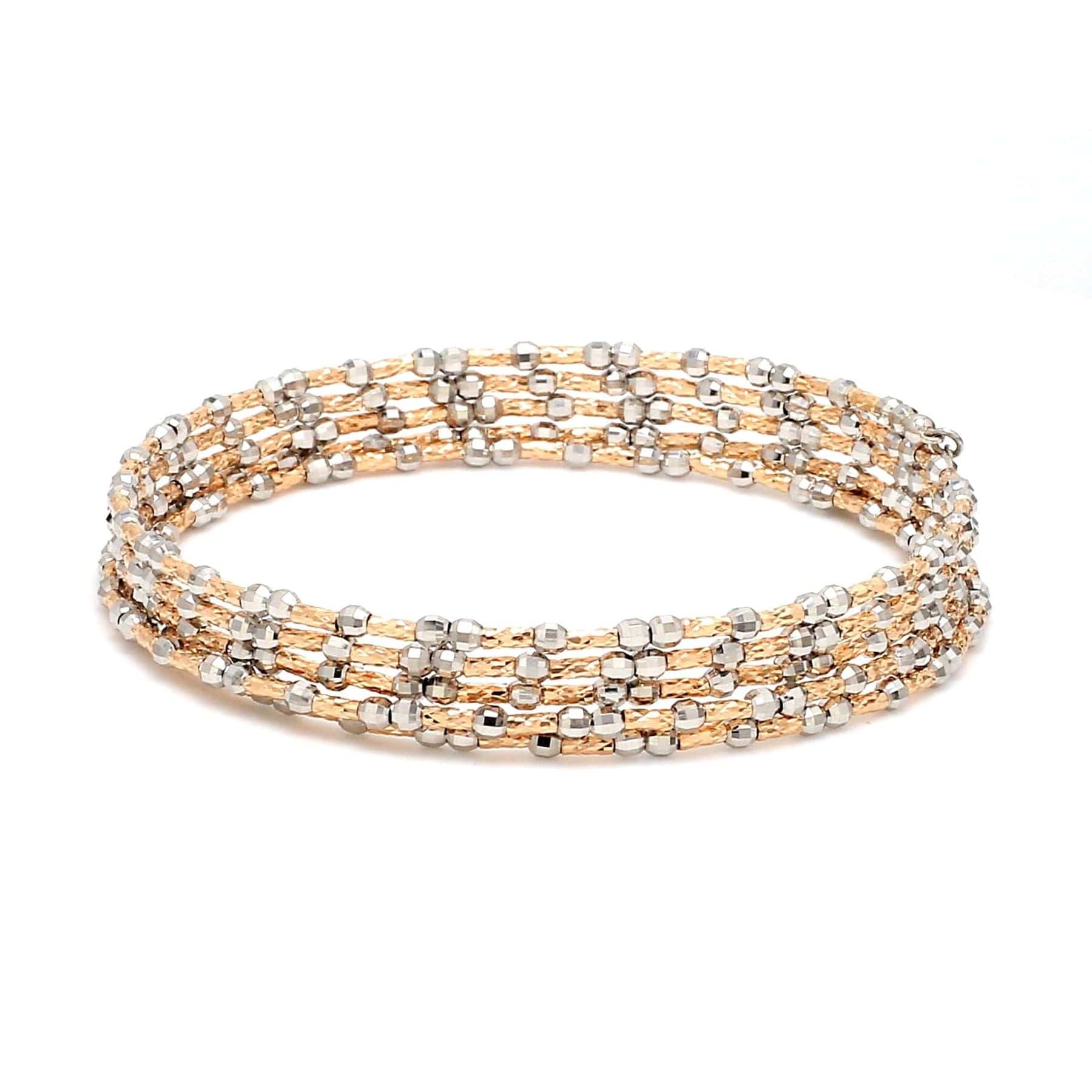 Jewelove™ Bangles & Bracelets Single Unique 5-Row Japanese Platinum & Rose Gold Bracelet for Women JL PTB 775