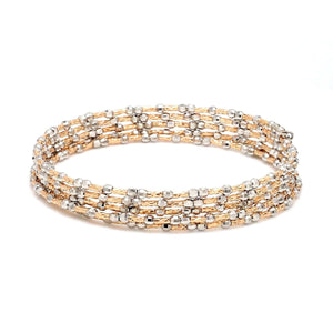 Jewelove™ Bangles & Bracelets Single Unique 5-Row Japanese Platinum & Rose Gold Bracelet for Women JL PTB 775