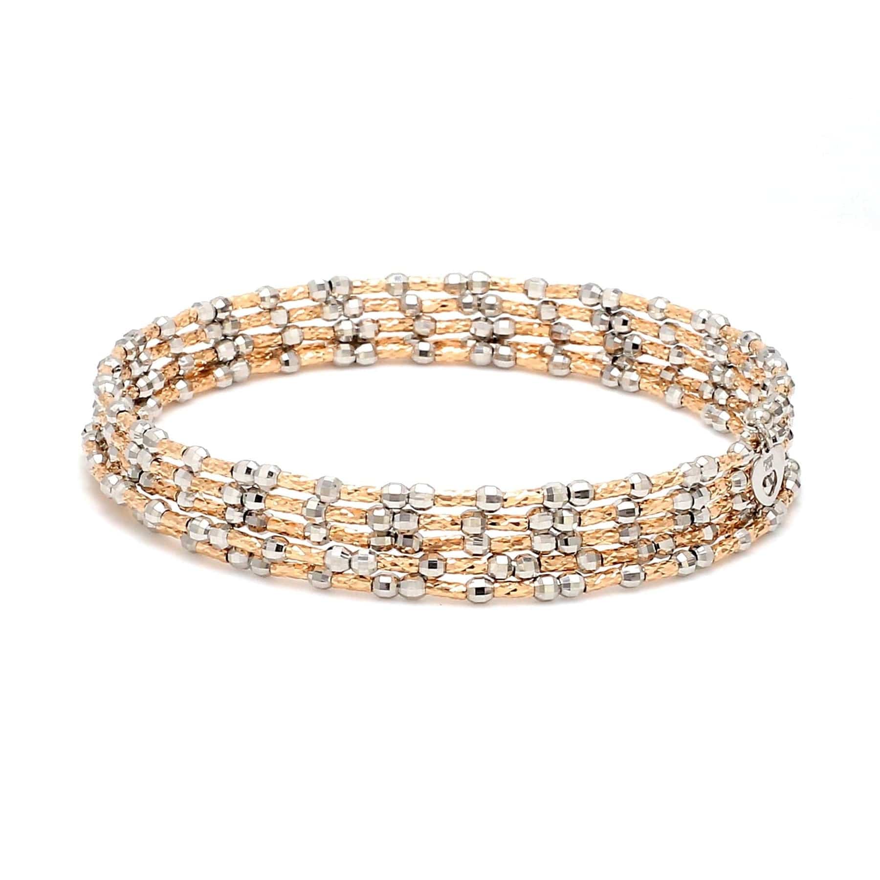 Jewelove™ Bangles & Bracelets Single Unique 5-Row Japanese Platinum & Rose Gold Bracelet for Women JL PTB 775