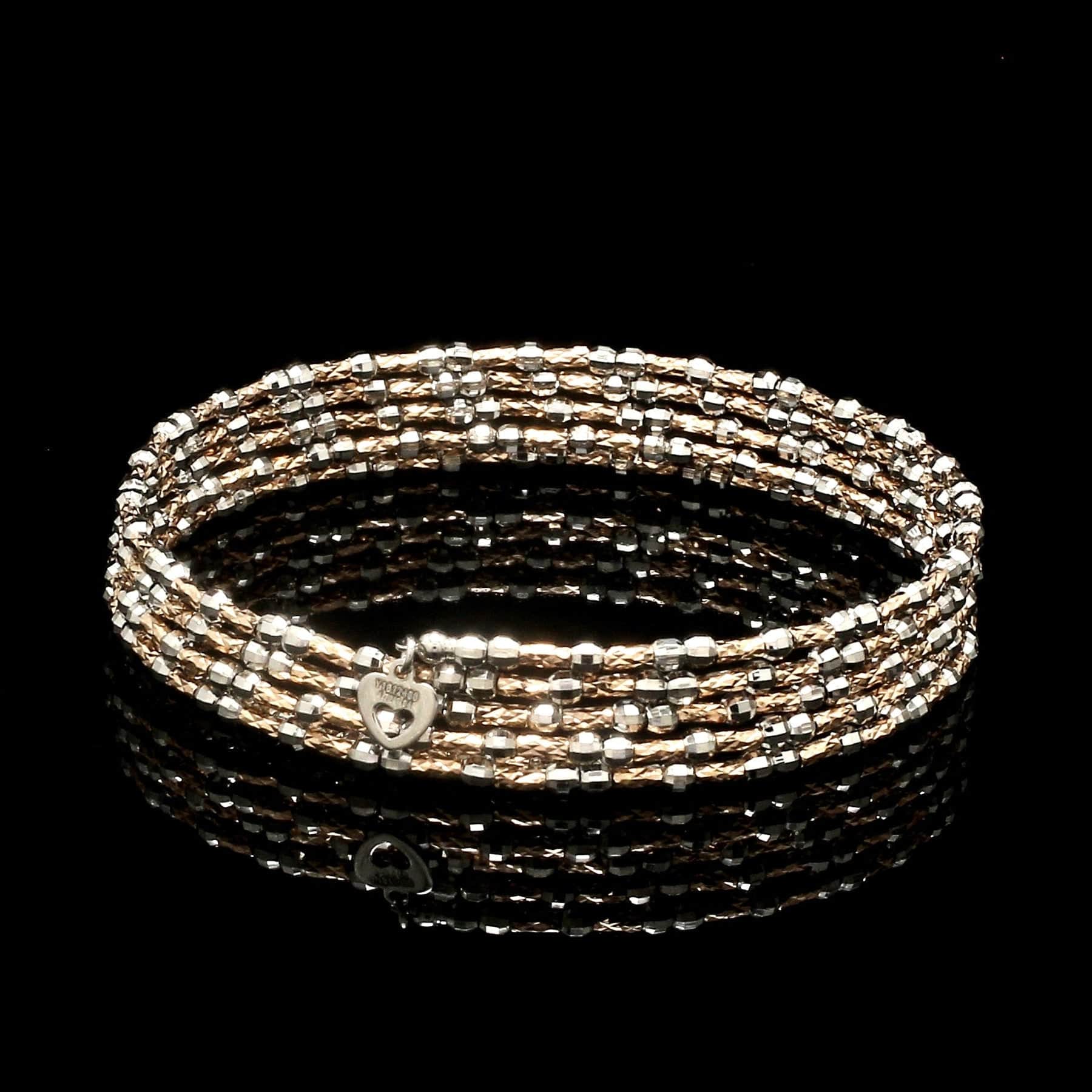 Jewelove™ Bangles & Bracelets Single Unique 5-Row Japanese Platinum & Rose Gold Bracelet for Women JL PTB 775