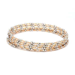 Jewelove™ Bangles & Bracelets Single Unique 5-Row Japanese Platinum & Rose Gold Bracelet for Women JL PTB 775