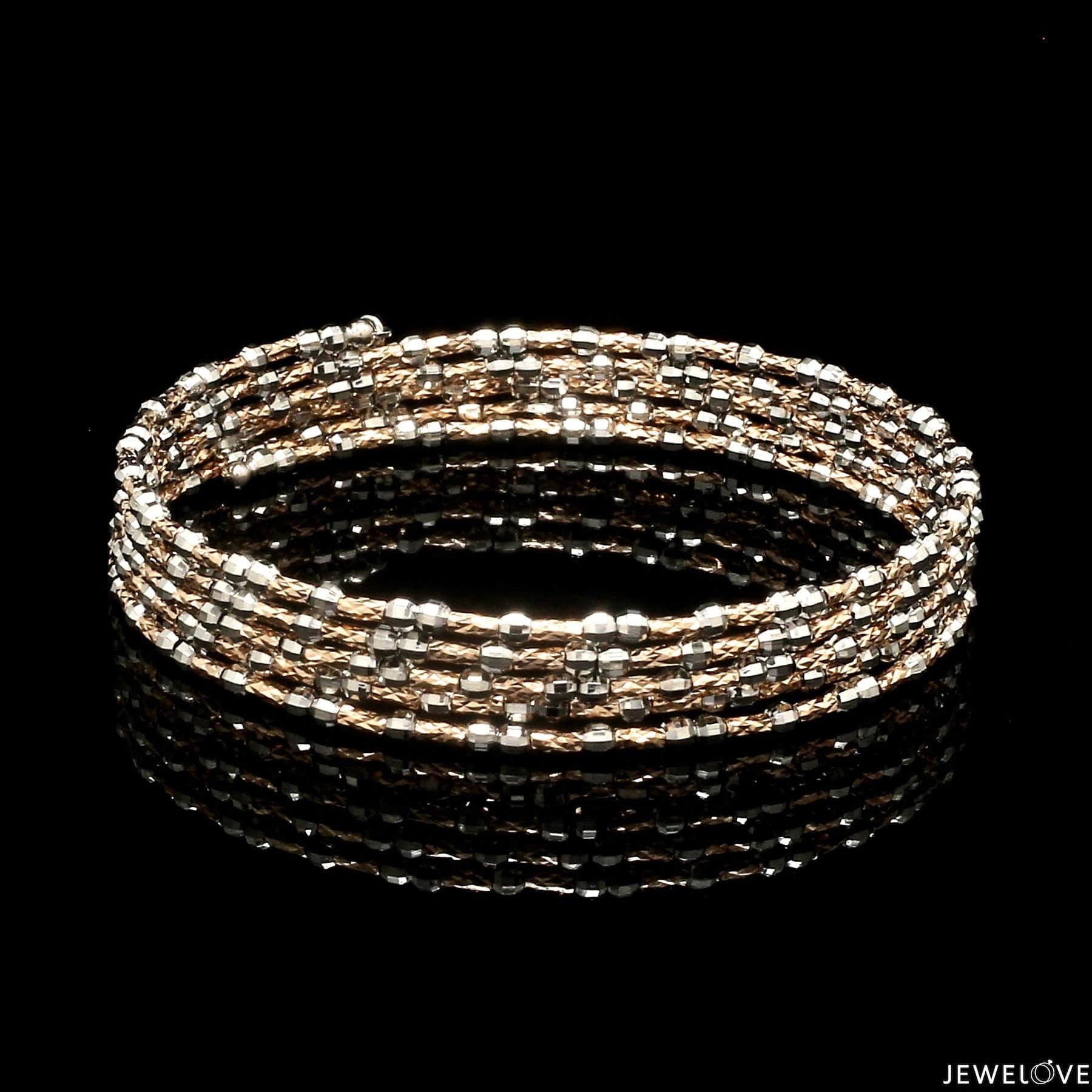 Jewelove™ Bangles & Bracelets Single Unique 5-Row Japanese Platinum & Rose Gold Bracelet for Women JL PTB 775