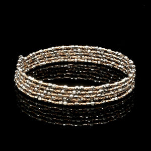 Jewelove™ Bangles & Bracelets Single Unique 5-Row Japanese Platinum & Rose Gold Bracelet for Women JL PTB 775